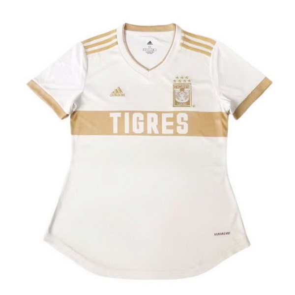 Camiseta Tigres UANL 3ª Kit Mujer 2020 2021 Blanco Amarillo